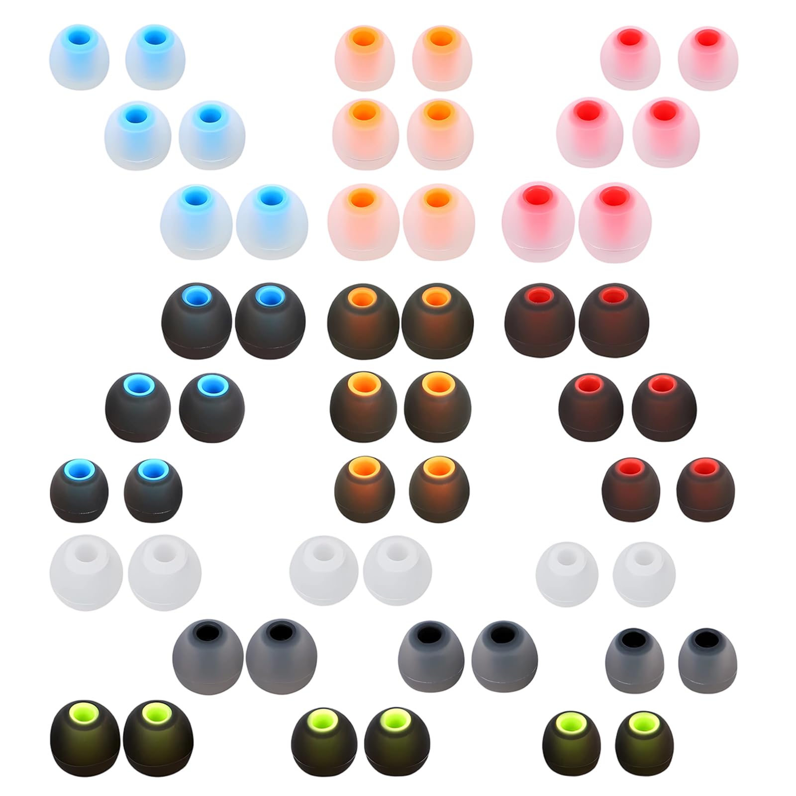 54 PCS Earbud Replacement Tips Silicone Earbud Tips Earbud Covers Fit for in-Ear Headphones (Inner Hole 3.8mm -5.1mm) Earbud Rubber Tips Ear Tips S M L