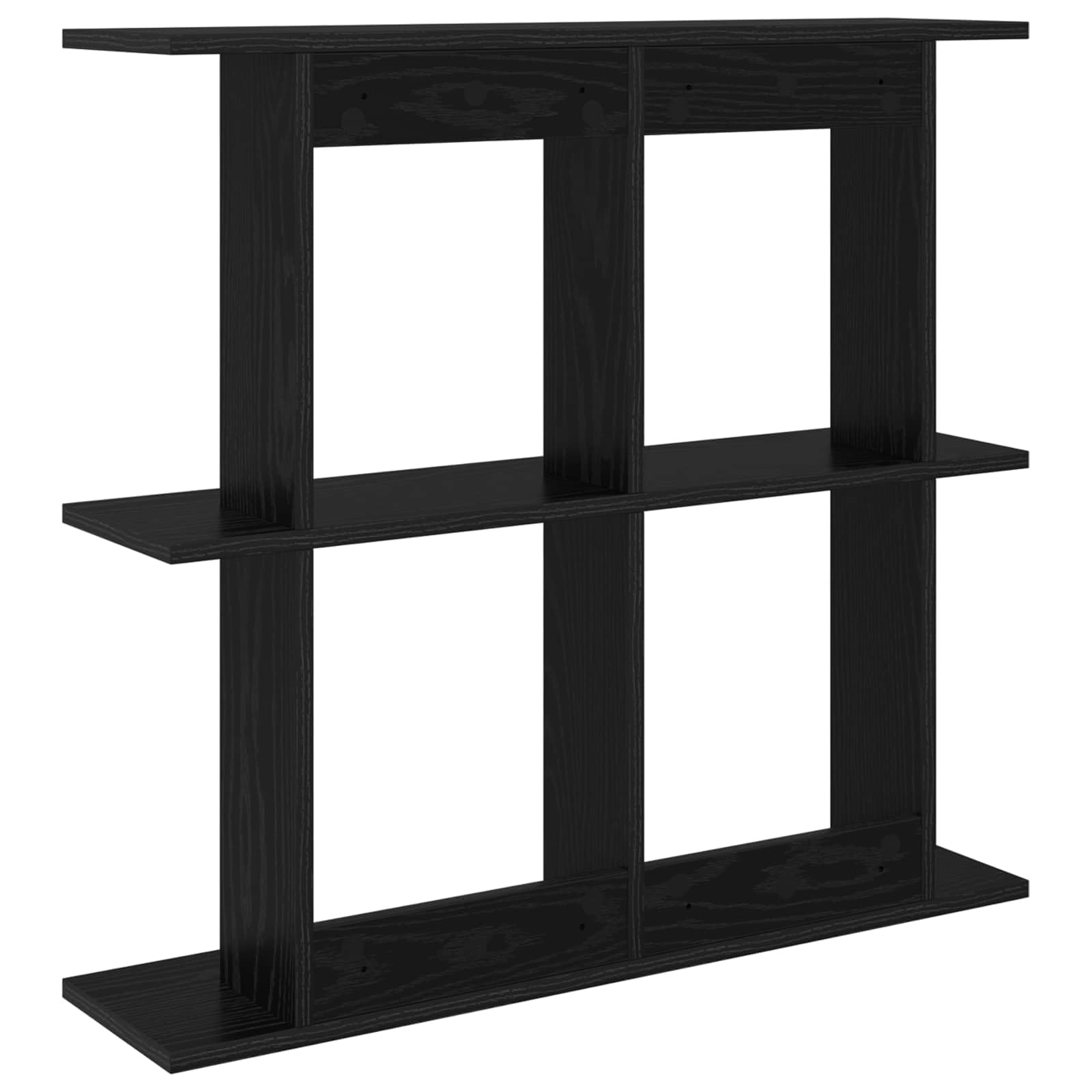 Wandregal Wandhalterung Schwarz aus Holzwerkstoff 80 x 20 x 75 cm mit viel Stauraum, platzsparend und stabil, ideal für Wohnzimmer, Schlafzimmer, Küche und Büro