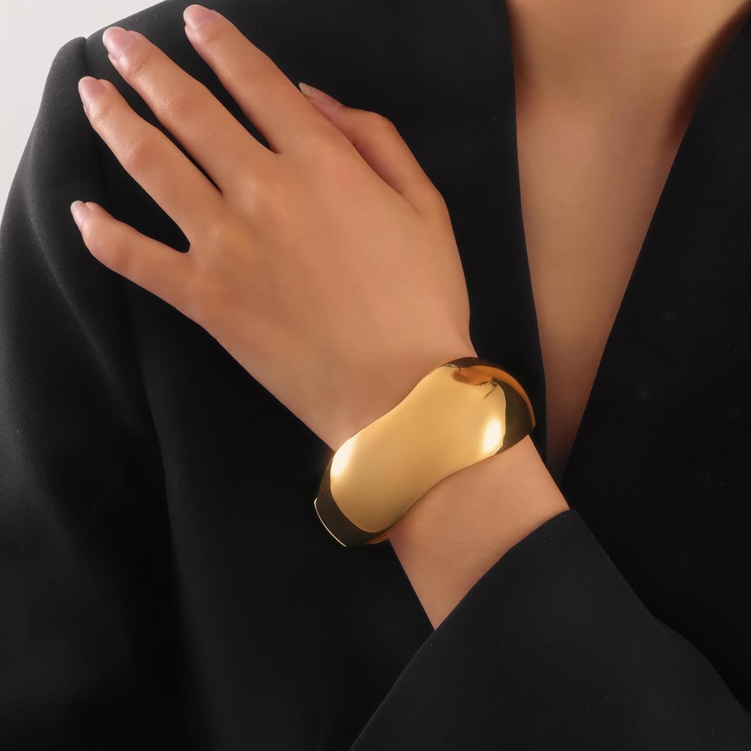 Winas Gold Bangles Bracelets for Women, 14K Chunky Trendy Waterdrop Spiral Waterproof Bangle Bracelets Non Tarnish, Elegance Fashion Jewelry Gifts - Image 3