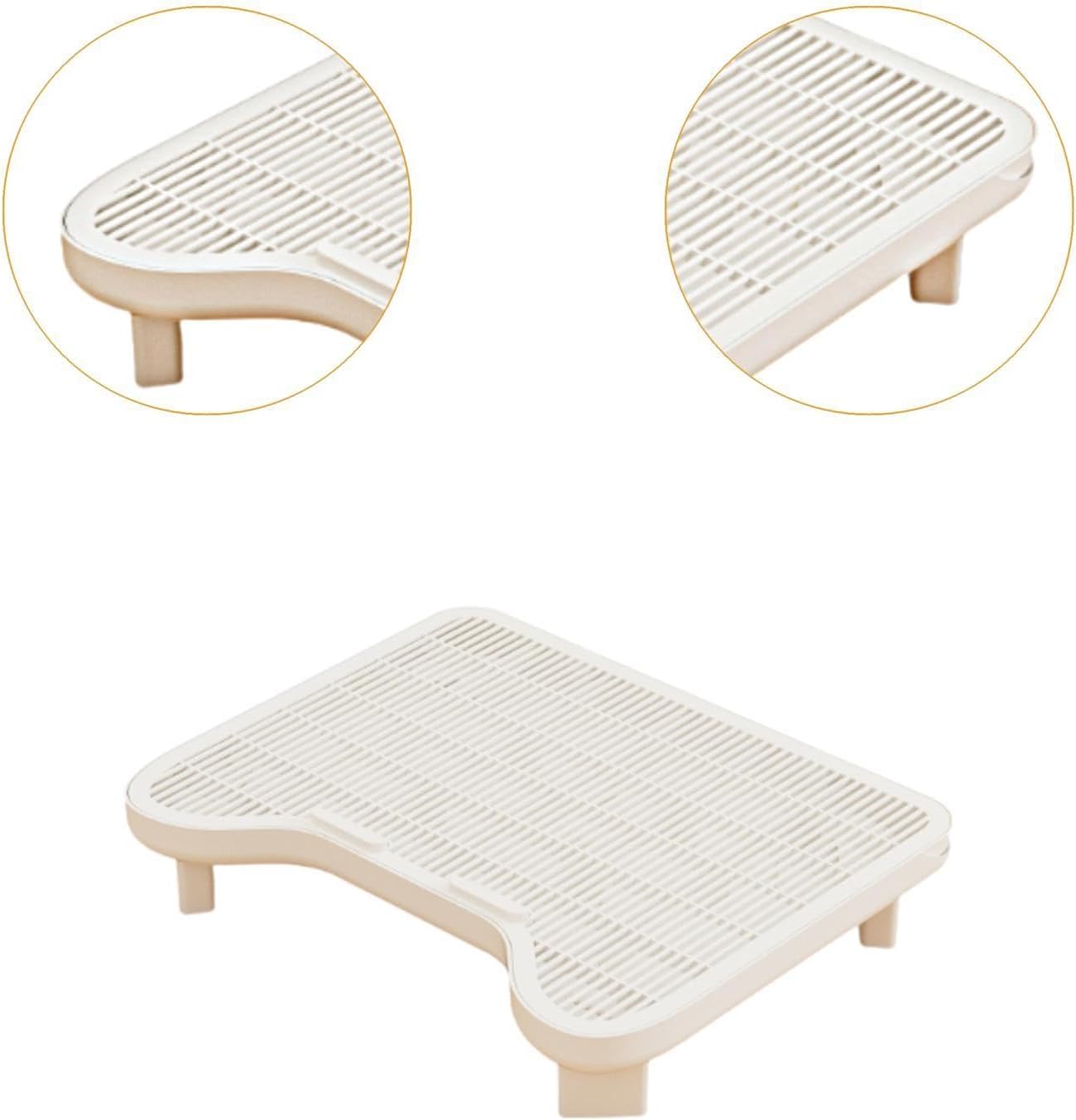 Baoblaze Cat Litter Mat Cat Ramp,Sturdy,Elevated with Function Easy Cleaning for Kitten Elderly Cats Double Layered, White