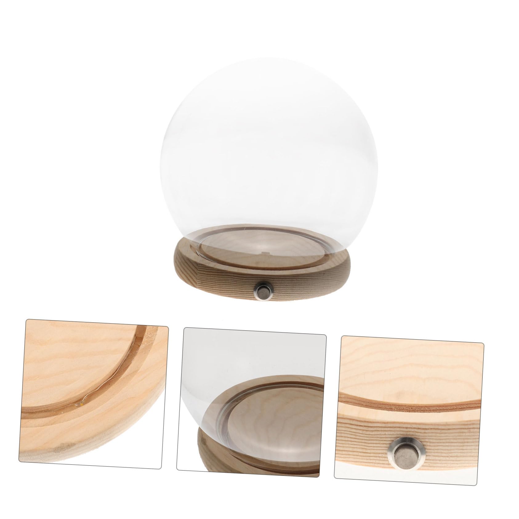 Toyvian Copertura in Vetro per Fiori Eterni con Base in Legno Naturale Cloche Decorativa Luminescente per Casa Vetrina Trasparente con Piedistallo Piatto Centro Tavola Romantico e