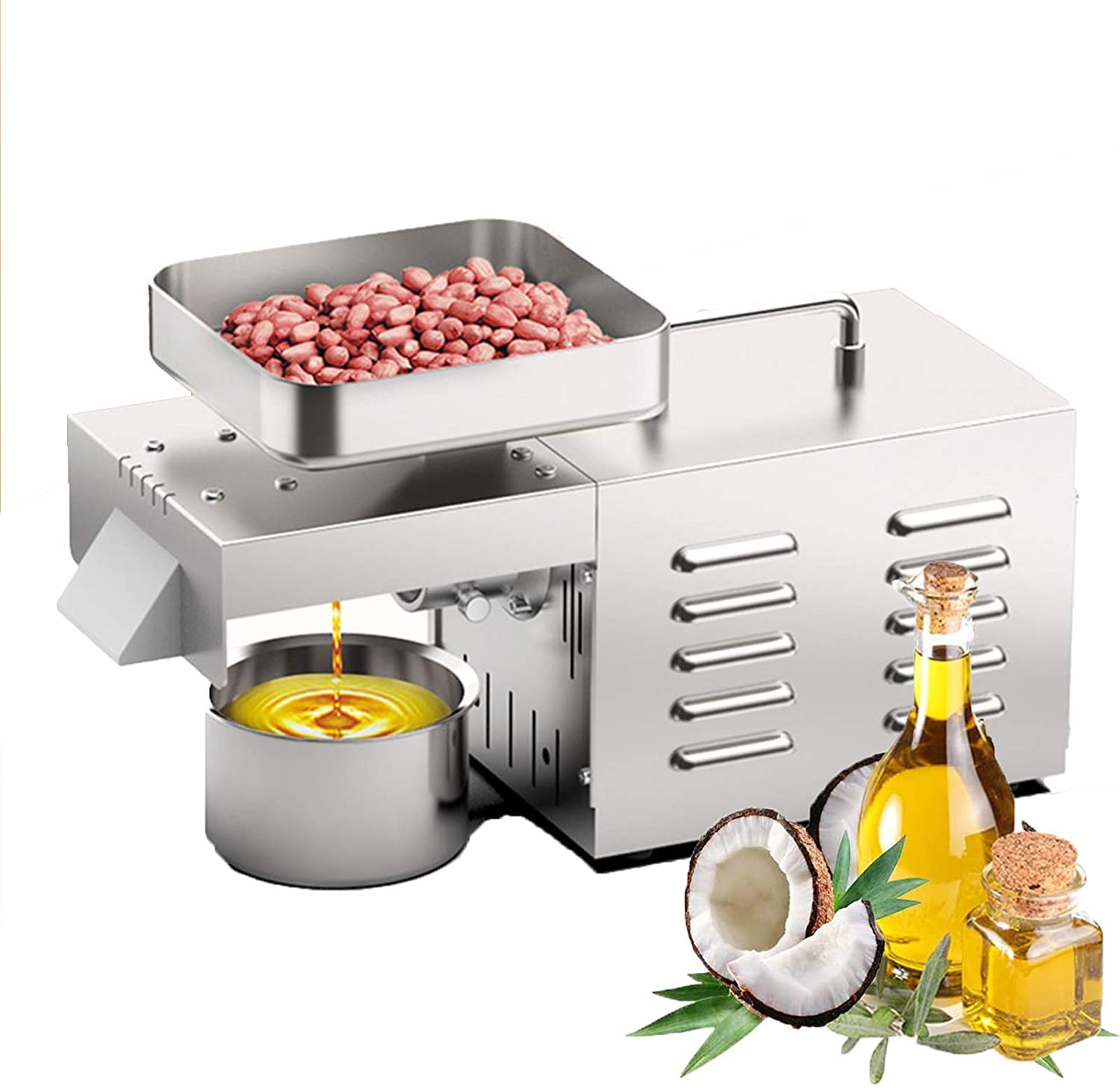 Aserzenith 1 Oil Press Machine Household Oil Press Extractor Automatic Organic Oil Expeller For Peanut Canola Sesame Walnut Linseed Almond Camellia