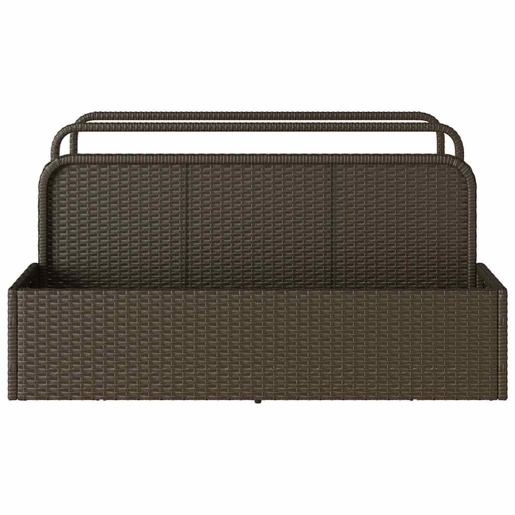 Pool Aufbewahrungsbox Braun 43.31x39.37x22.44 Zoll Poly Rattan mit Fächern Garten Truhe für Poolzubehör Spielzeug Handtücher