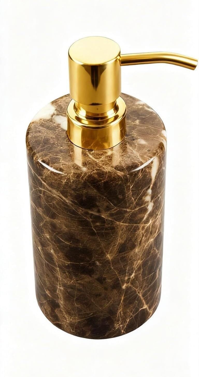 Soap bottle， Marble soap dispenser 165 ml is suitable for bathroom countertops(Type D,Yellow)