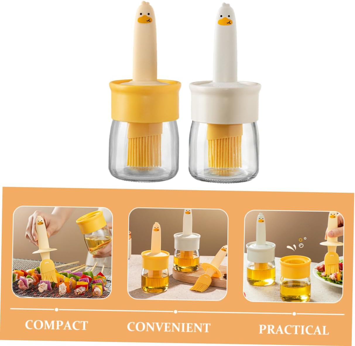 SHOWERORO 2 Pcs Oil Dispenser Bottle with Brush for Cooking Baking and Bbq Versatile Oil Sprayer for Precise Pouring and Bastingthe Kitchen and Grilling