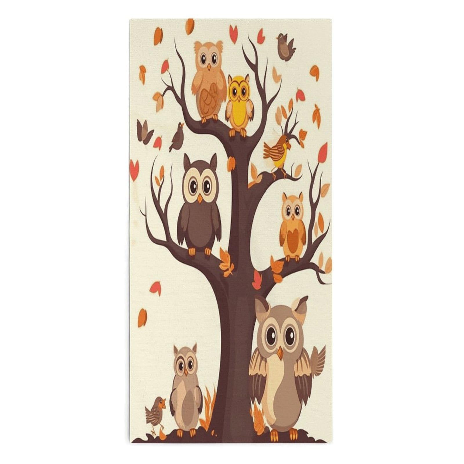 YUXBVKRS Cartoon Owls on The Brown Tree Hand Towels for Bathroom 14x29 Inch