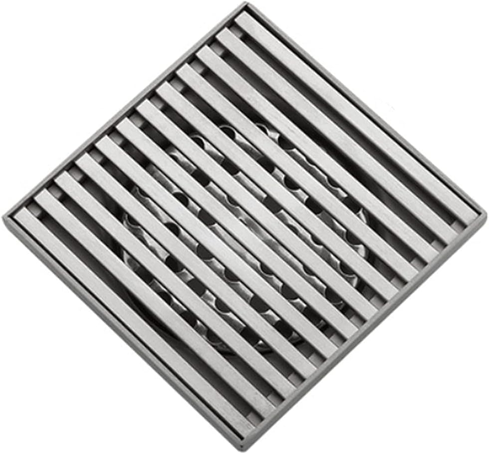 スクエアシャワーフロアドレンカバー、4インチ304ステンレススチール製コンテンポラリースクエアフロアドレン、取り外し可能なストレーナ