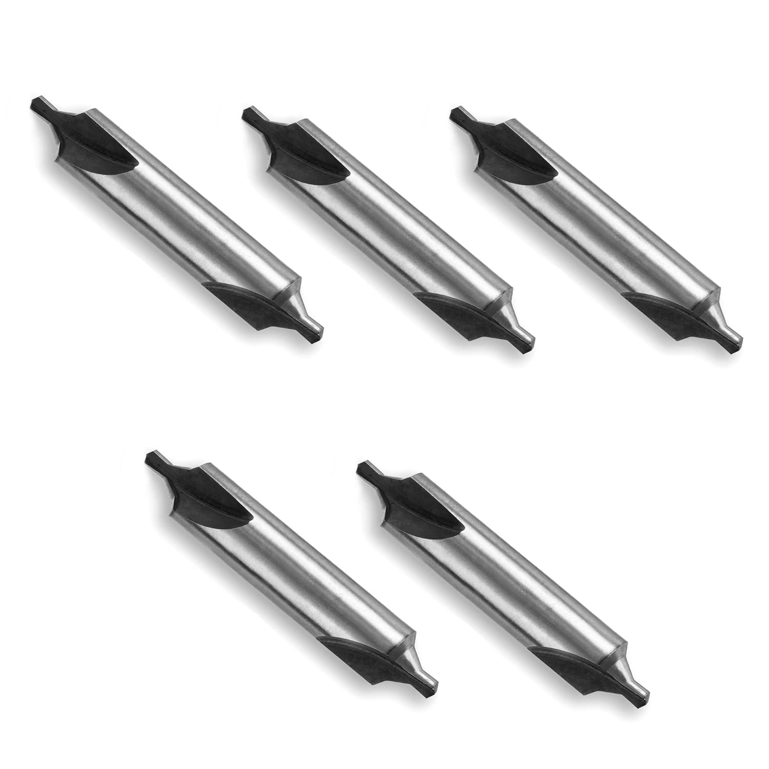 60 Degree Combined Center Drills Bit Countersinks Metric Bell Type 3mm x 10mm High Speed Steel HSS 6542 Silver Pack of 5 Pcs