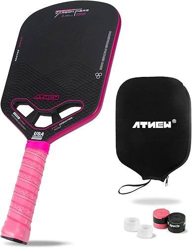 Miniatura 10 de Paletas de pickleball T700 3K de fibra de carbono Picklebll con garganta aerodinámica sin bordes, raqueta de pickleball termoformada de 0.630 in