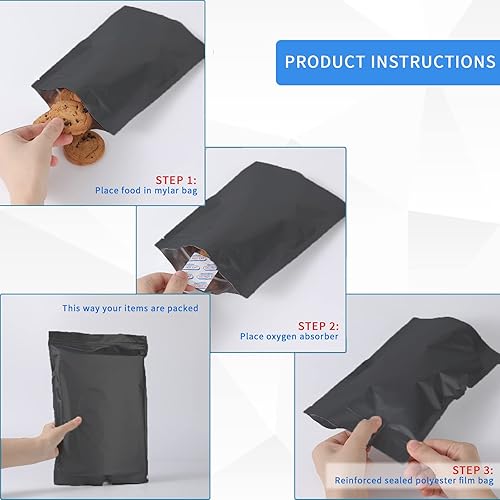Miniatura 4 de Paquete de 100 bolsas Mylar de 2 lados para almacenamiento de alimentos con 100 absorbentes de oxígeno de 300 cc – 1 galón 4 mil 10 x 14 pulgadas, 6
