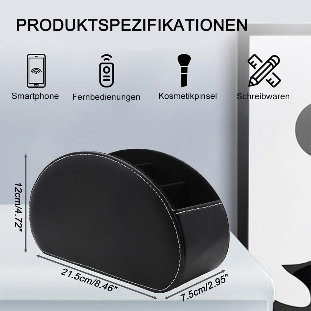 Uchwyt na pilot zdalnego sterowania z 5 kieszeniami, skórzany pilot zdalnego sterowania, do TV, DVD, 4K Stick i pilota Bluray, również jako organizer na biurko, na długopisy, kosmetyki