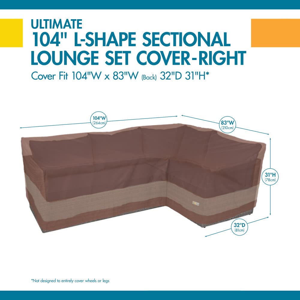 Duck Covers Copertura impermeabile da 260 cm per set da salotto componibile a destra