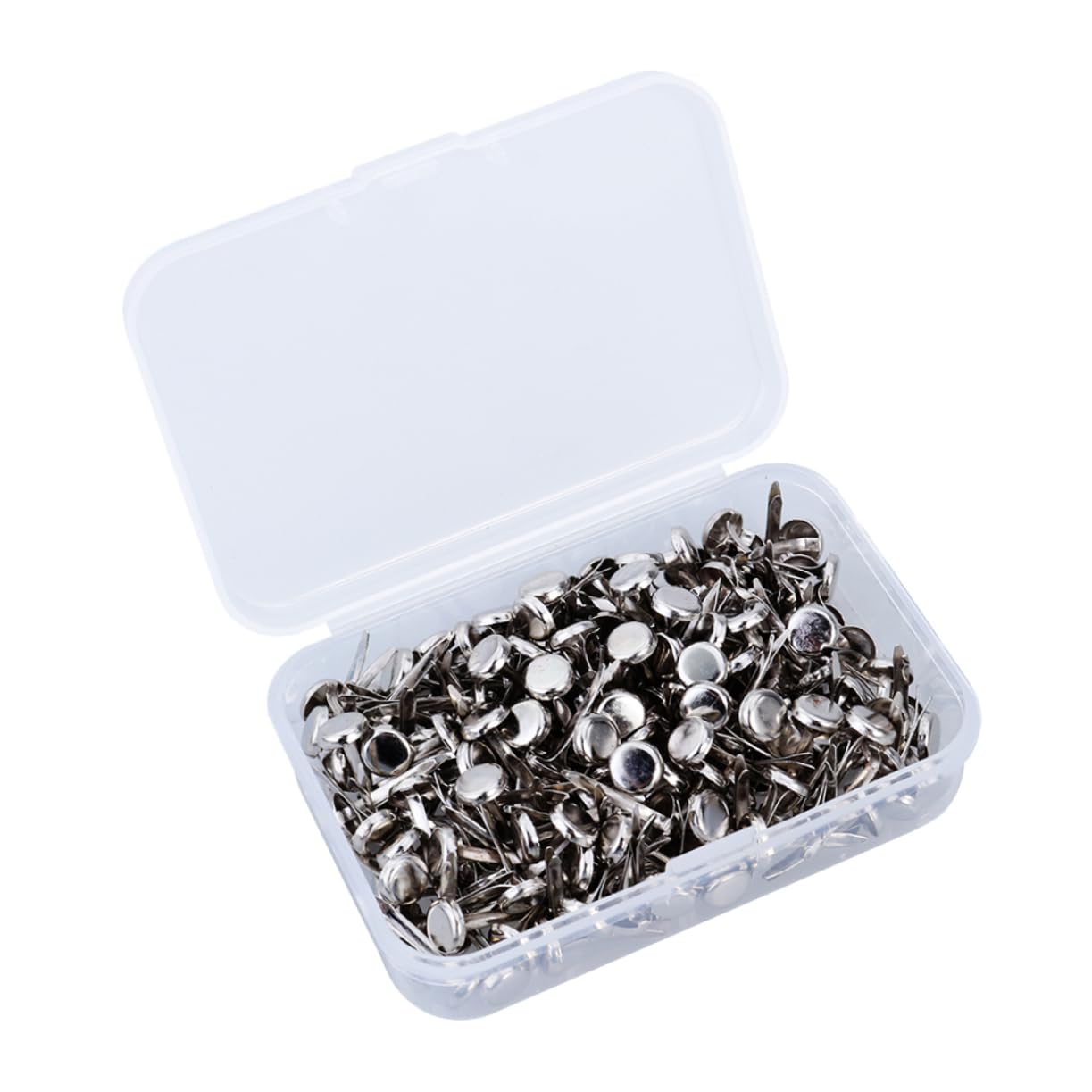 Veemoon 200pcs Electroplated Nails for Crafts Brads Fastener Set Round Metal Brads Storage Box DIY Supplies