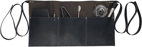 Miniatura 3 de Hide & Drink, Delantal de cintura, bolsillos remachados, accesorios de camarera y camarero, pantalones cortos de servidor, cuero de grano completo,