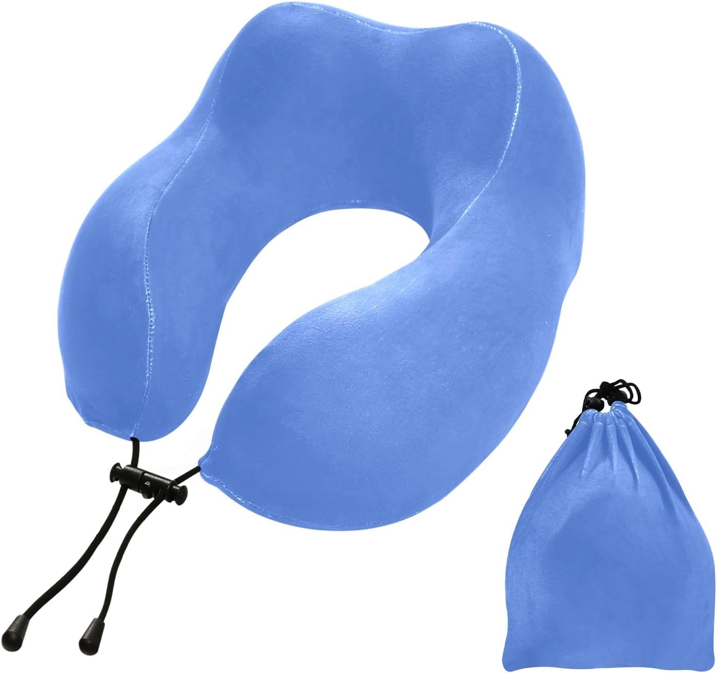 Salvia Blue - Almohadas compactas de viaje, almohada de espuma viscoelástica en forma de U, almohadas de viaje para aviones