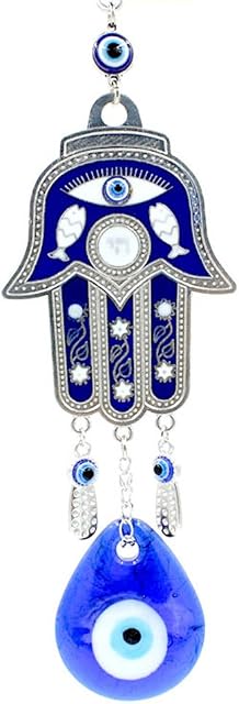 Peili Turkish Blue Evil Eye Hamsa Hand Car Wall Hanging Decoration Ornament (Blue 02)