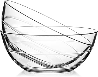 NUTRIUPS 8.7 inch Tempered Glass Mixing Bowls 2 Pack, Salad Bowl for Kit...