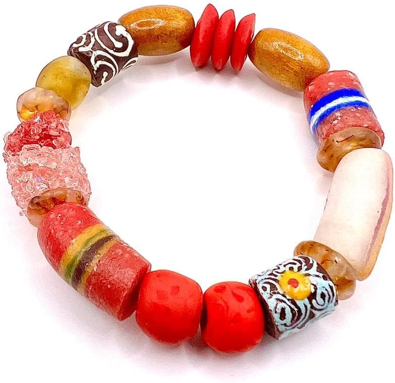 Ghanaian Handmade Powder Glass Trade Bead Bracelet