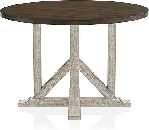 Miniatura 6 de 247 Shop at Home Carys Farmhouse - Mesa redonda de madera de 47 pulgadas con base de pedestal para comedor, cocina, restaurante, roble marrón y