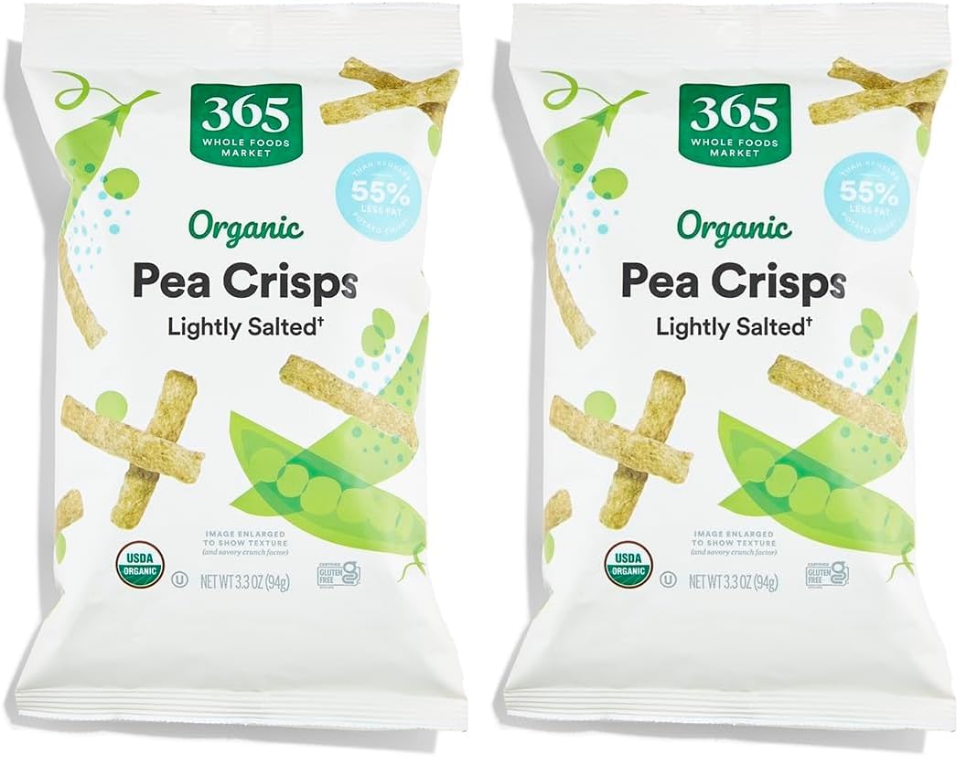 365 by Whole Foods Market, Organic Lightly Salted Pea Crisps, 3.3 oz (Pack of 2)