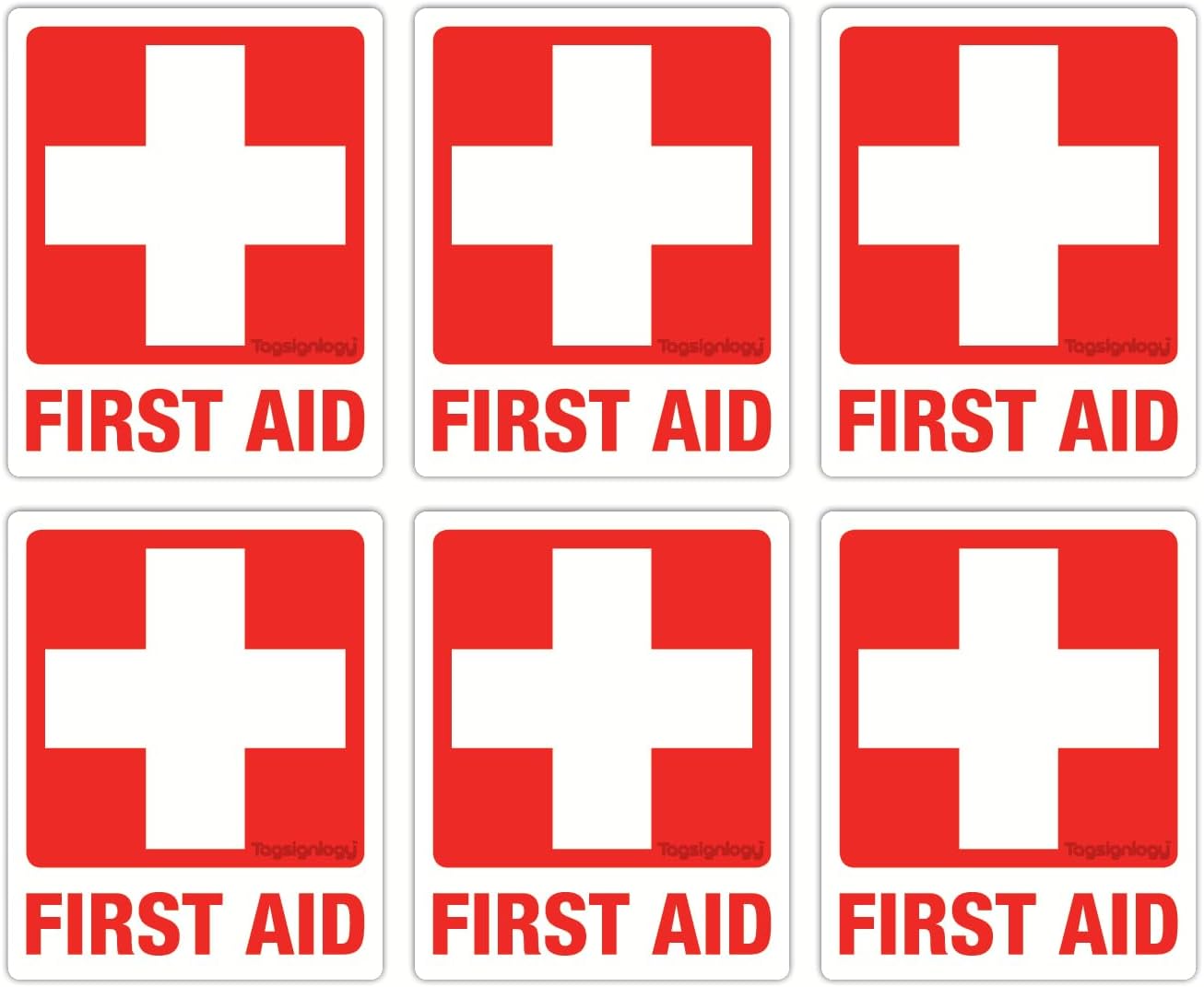 Reflective First Aid Kit Stickers (6 Pack, 2.5 x 2 in) - High Visibility Engineer Grade Weatherproof Vinyl Labels for Medical Box, Safety Sign & Emergency Kits (12-Year Fade Proof)