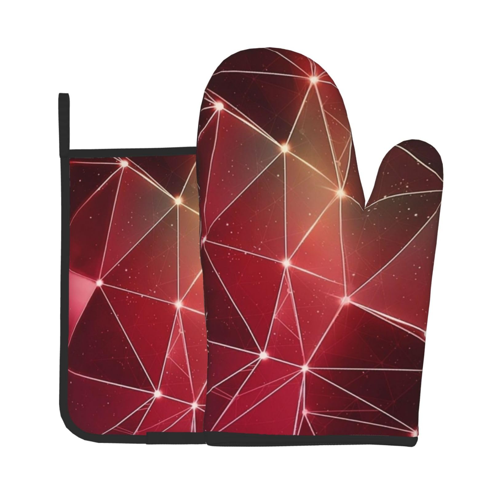 Red Galaxy Constellation Print Oven Mitts And Pot Holders Sets 7"X11" Kitchen Essentials 2-Piece Set Bbq, Baking