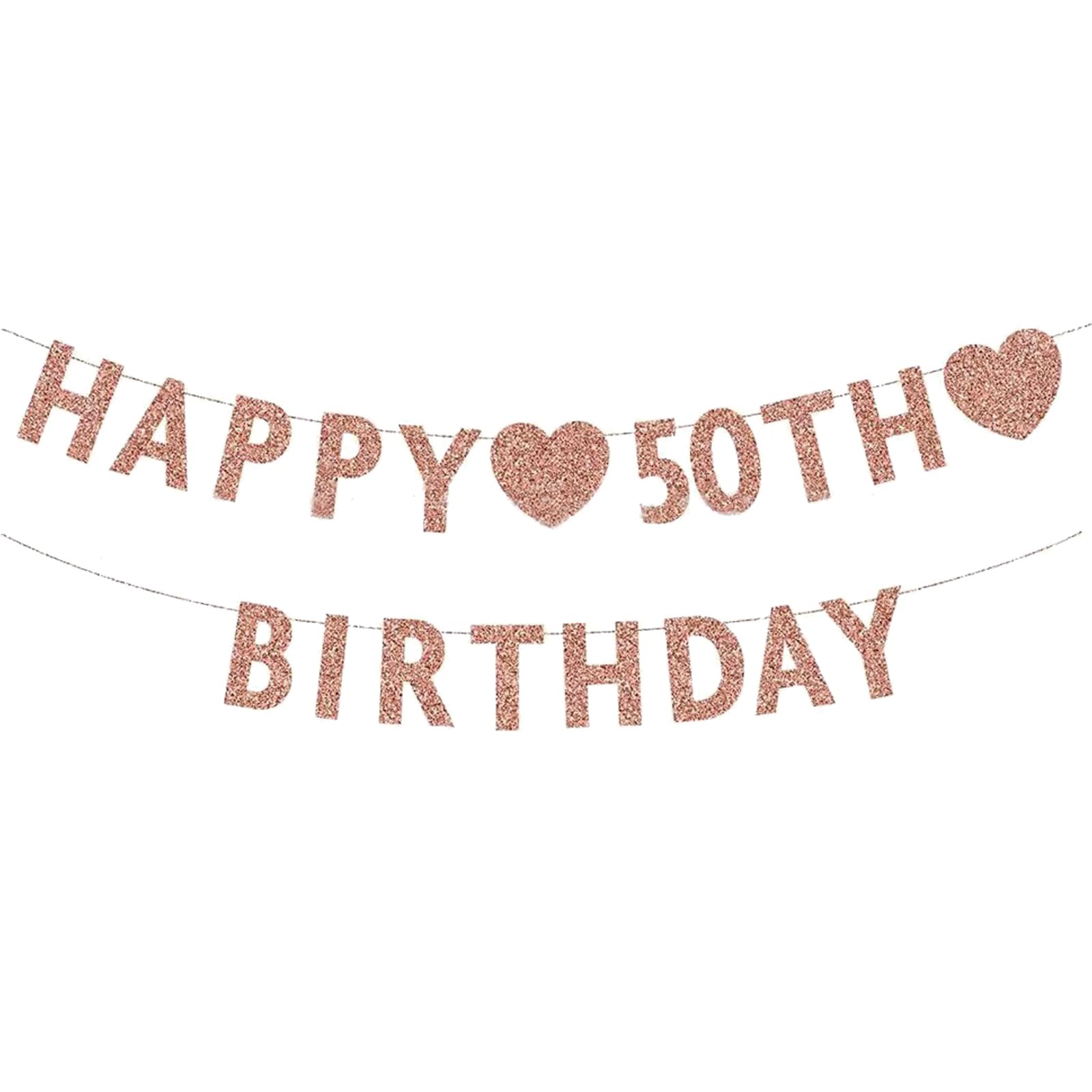 UVATAHONA Happy 50th Birthday Decoration Banner, Rose Gold Glitter Happy 50 Years Old Birthday Party Decorations for Women or Men