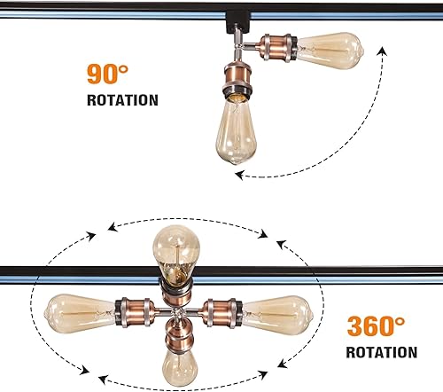Miniatura 3 de Hiiglxii Cabezales de luz de pista E26 tipo H, cabezales de iluminación de riel ajustables de dirección, luces LED regulables para cocina, estilo