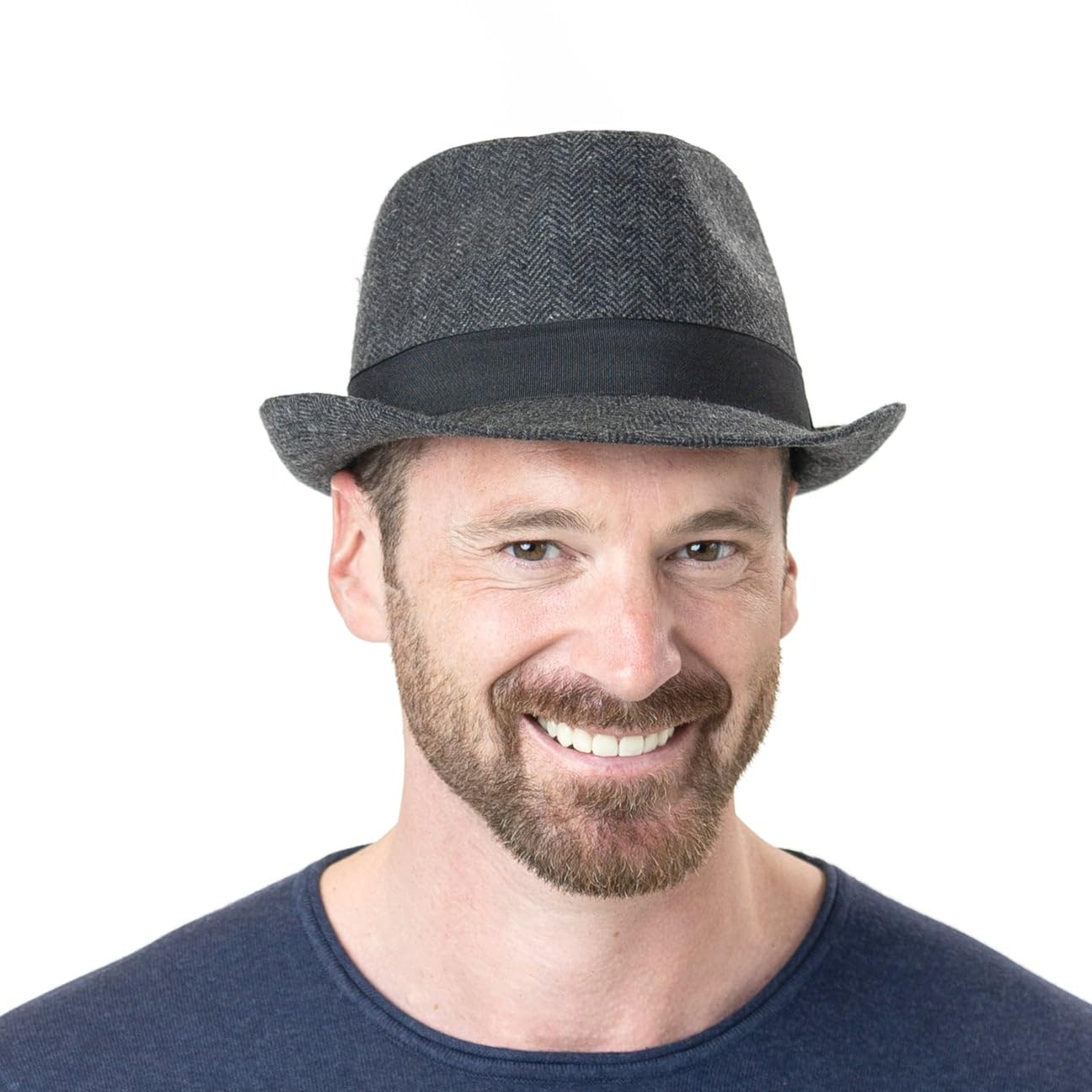 Lipodo Classic Trilby Hut Fischgratmuster Ripsband Damen und Herren Sommer Winter