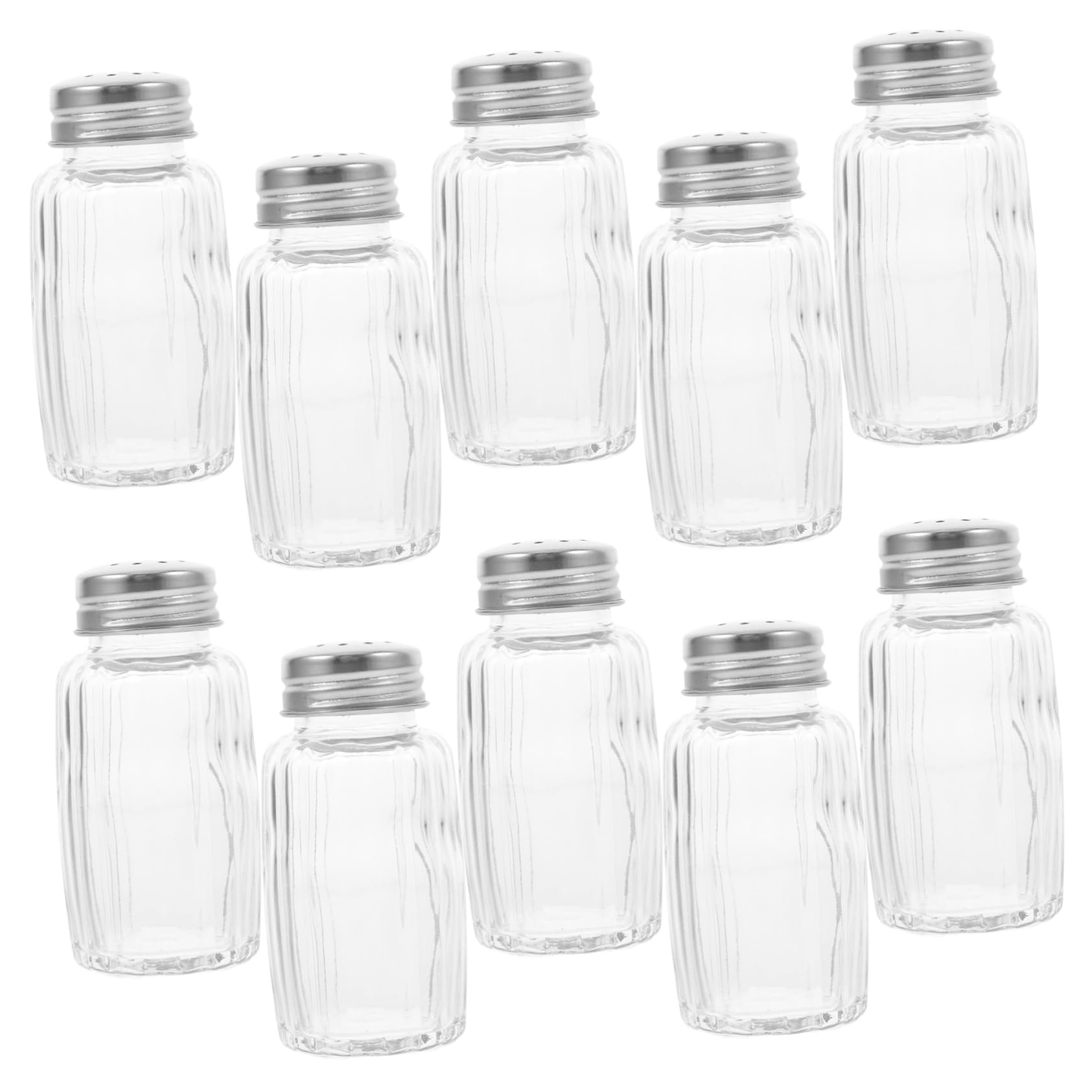Salière et poivrière en verre : lot de 10 bouteilles à condiments de table