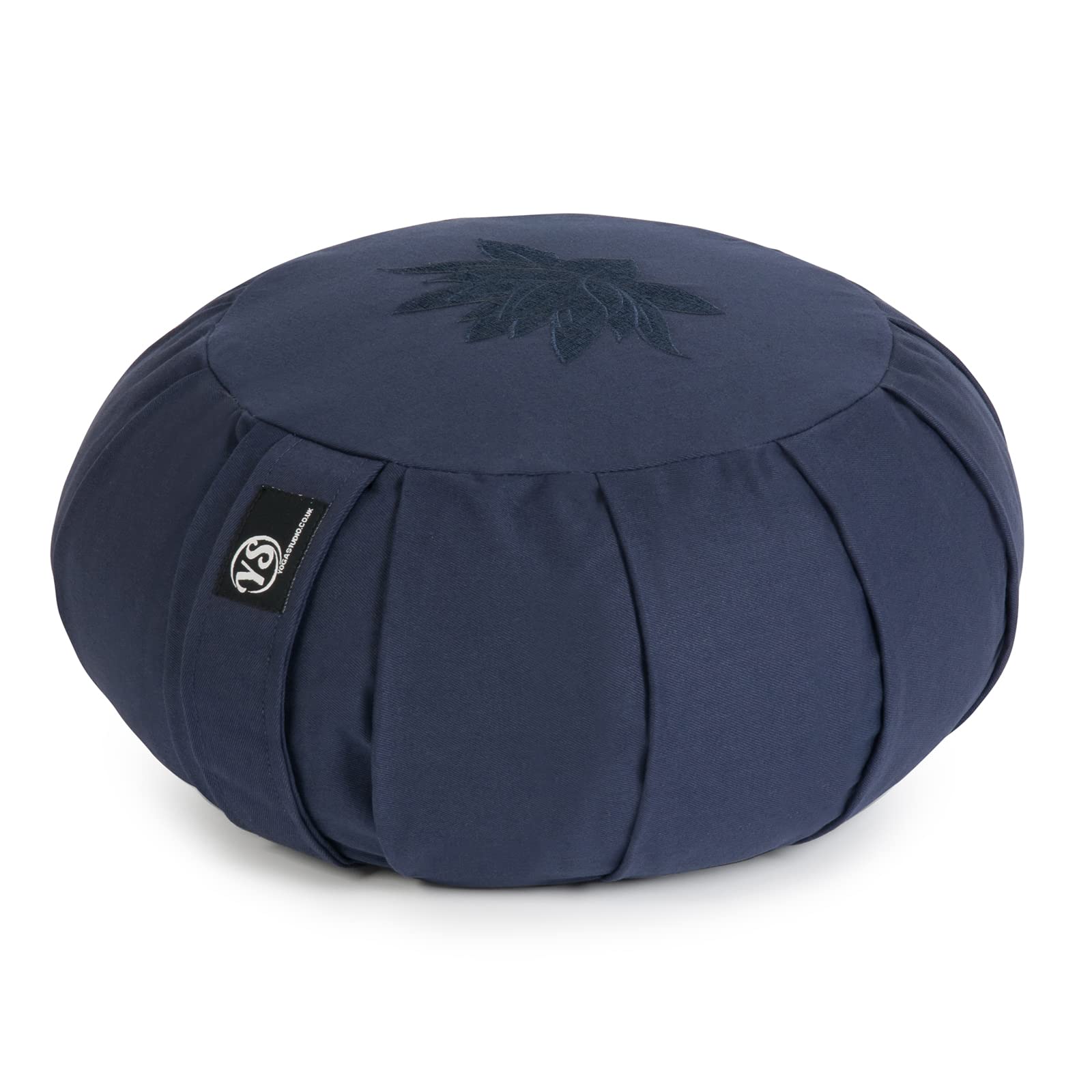 Yoga Studio YS Med/Cush/NavyB/Lot Cojín Redondo para meditación de alforfón de zafu, diseño de Hojas de Loto, Color Azul Marino, Unisex, Normal