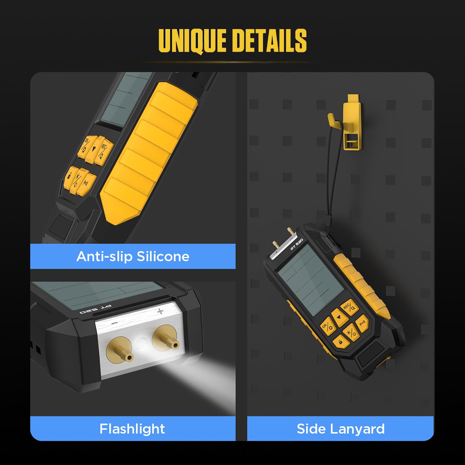 Manometer Gas Pressure Tester,Digital Manometer,Dual Port Air Pressure Meter,HVAC Gas Pressure Tester with 10 Selectable Units, Various Adapters, -100~200 Kpa,PT520