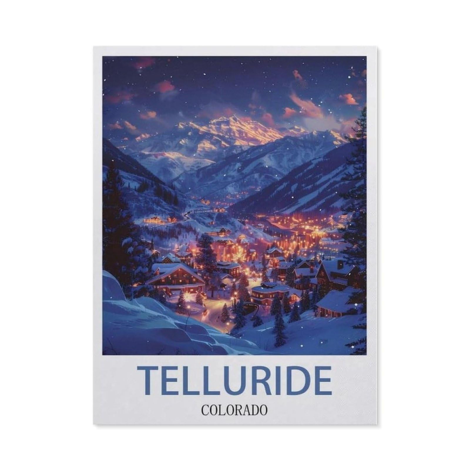 Beayodkp （30 X 40 Cm/11.81 X 15.74 Inches） Diy 5D Diamond Painting Kits，Telluride Colorado Vintage Travel Poster，Diamond Painting For Beginner Adults Rhinestone Numbered Diamond Arts Home Wall Decor-Cg37