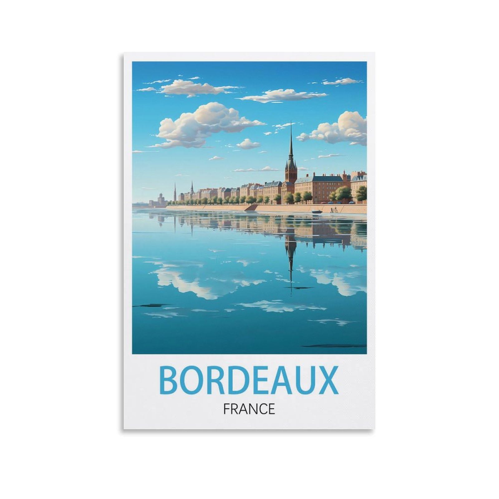 EZMLFA DIY Paint by Numbers for Adults Beginner，Bordeaux France DIY Oil Painting Paint by Number Kits Linen Canvas Wall Art House Decor 30x40CM