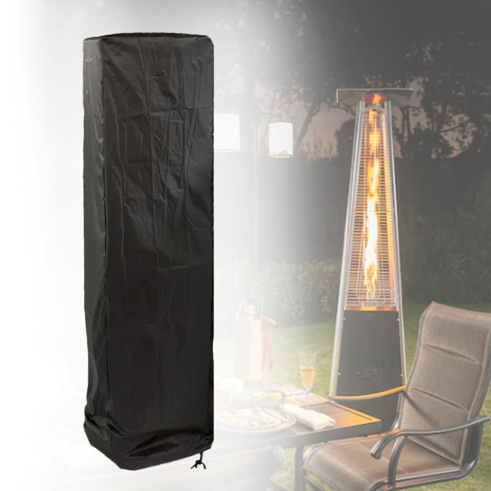Waterproof Glass Tube Heater Cover - Outdoor Square Standing Patio Heater Protector for Pyramid Torch and Triangle Heater, Heavy Duty &Anti-dust with Storge Bag
