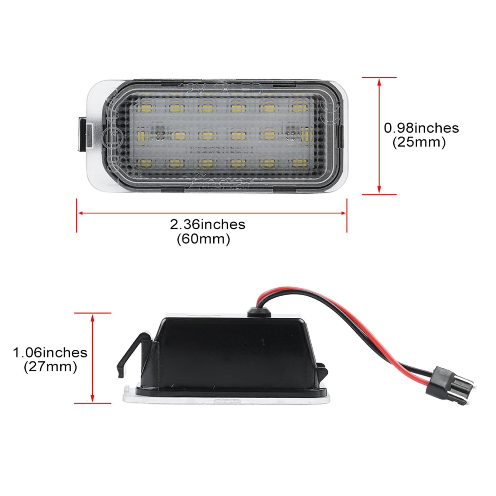 Feux LED Plaque Immatriculation Ford Focus, Kuga, Ranger, Etc. - Blanc 6000K, Compatible CanBus