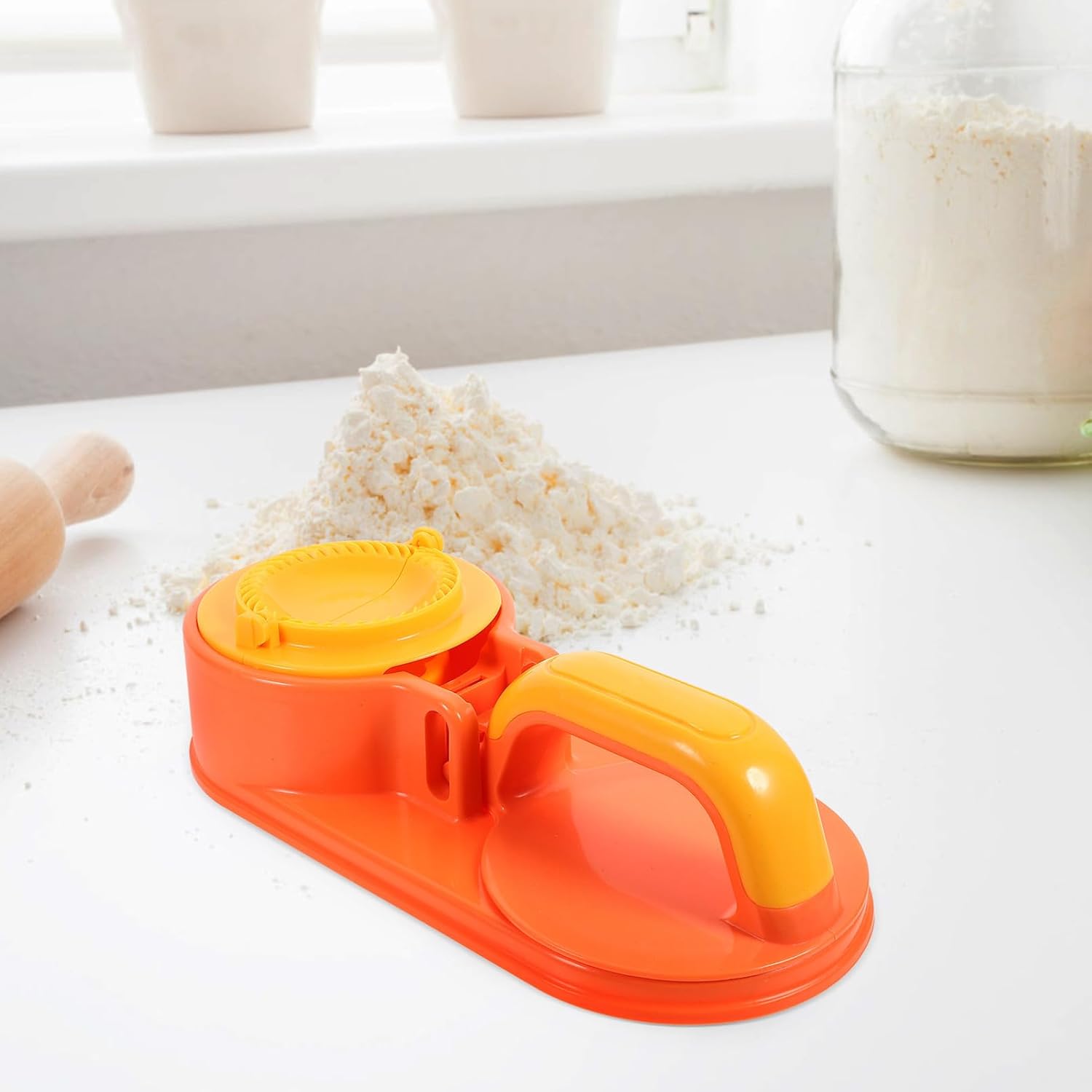 Dumpling Maker Tool Handle, ABS Dough Pressing Tool Orange