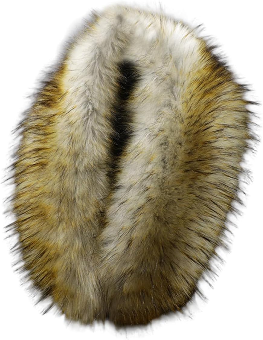 Removable Faux Fur Shawl Wrap, Detachable Fluffy Collar, Neck Warmer Scarf for Cold Weather, Winter