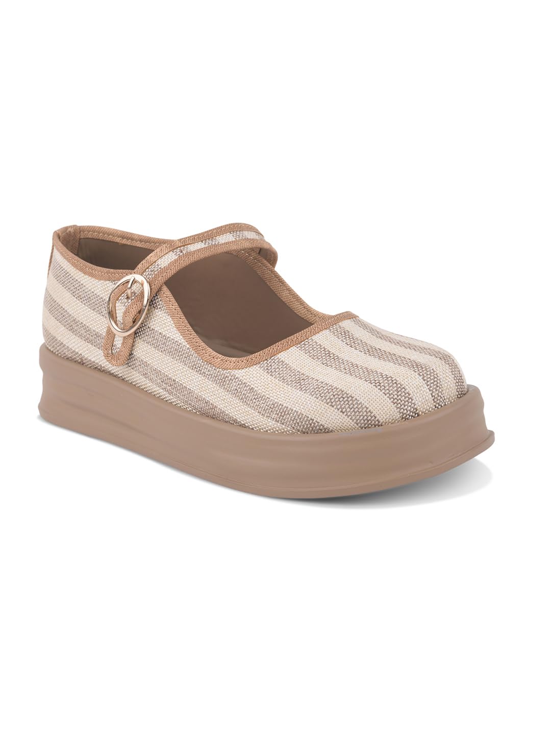Stripe Beige Mary Jane Shoes-image-46