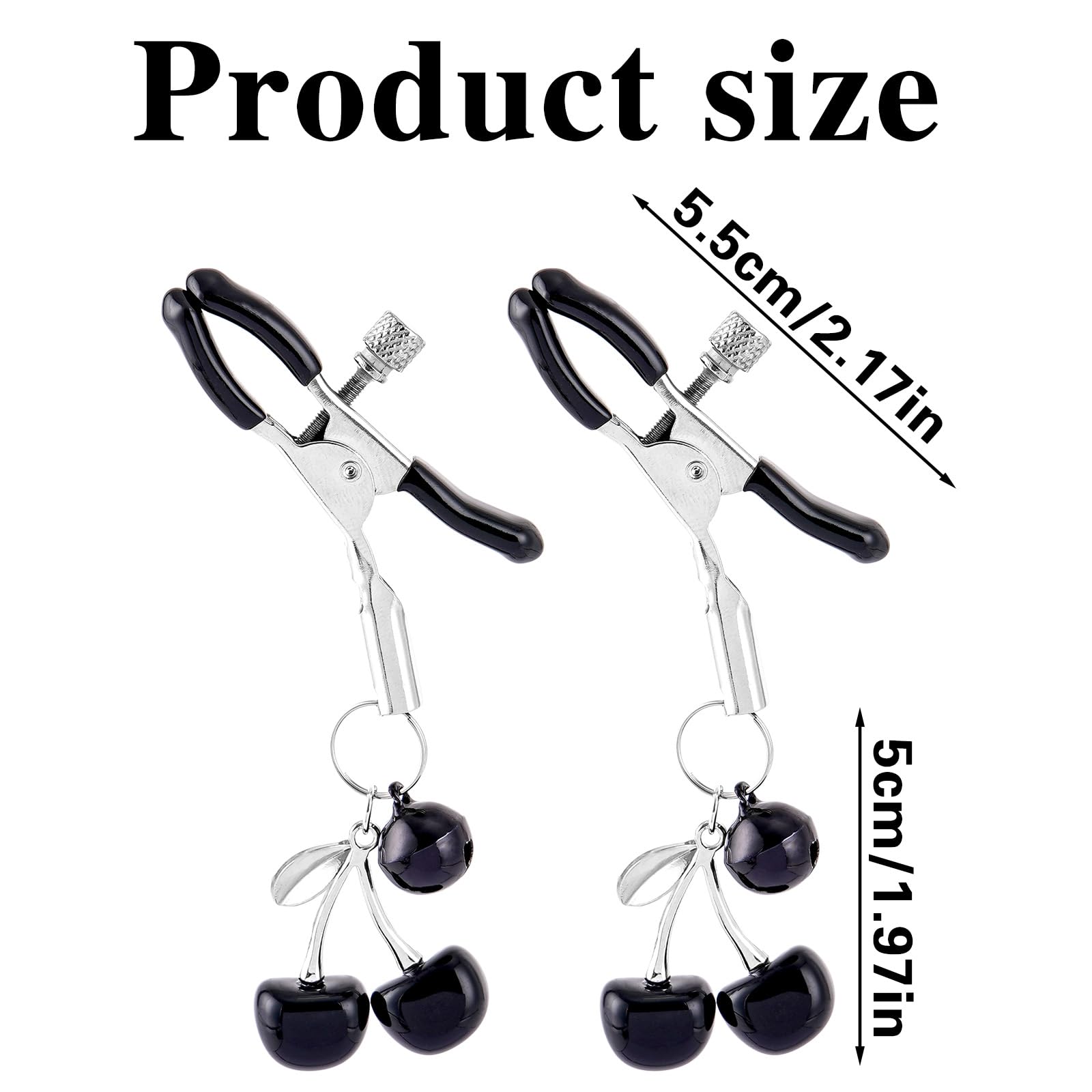 Nipple Clips for Adult Play - 2 Pcs Non Piercing Body Clamp Clip with Cute Charms for Adult Women Couples Bedtime Play: Black