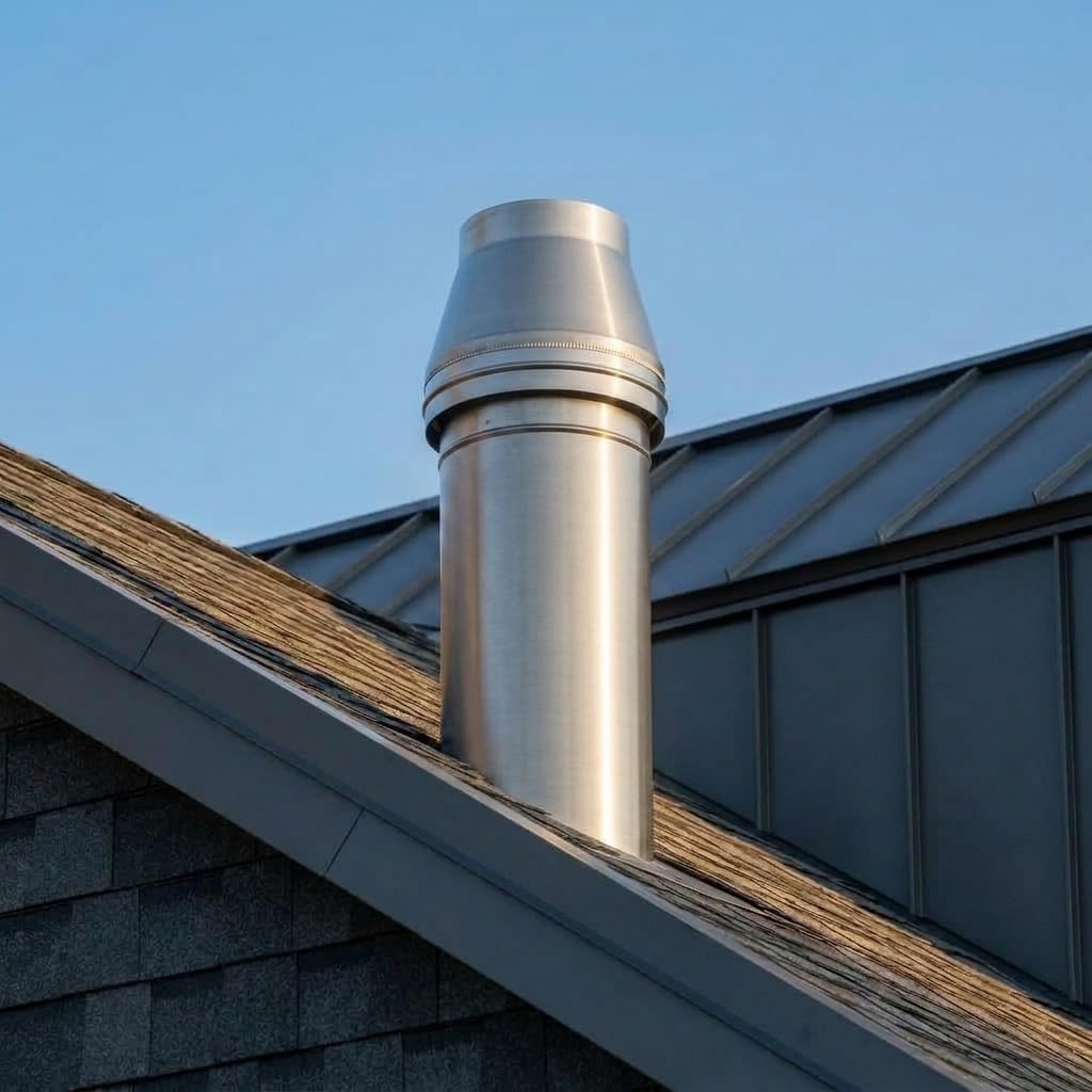 MAKA Comignolo Conico, Terminale in Acciaio Inox per Canna Fumaria Camino Stufa a Legna Pellet e Gas, Cappello Antipioggia Aspirafumo Conico(Ø 220 mm)