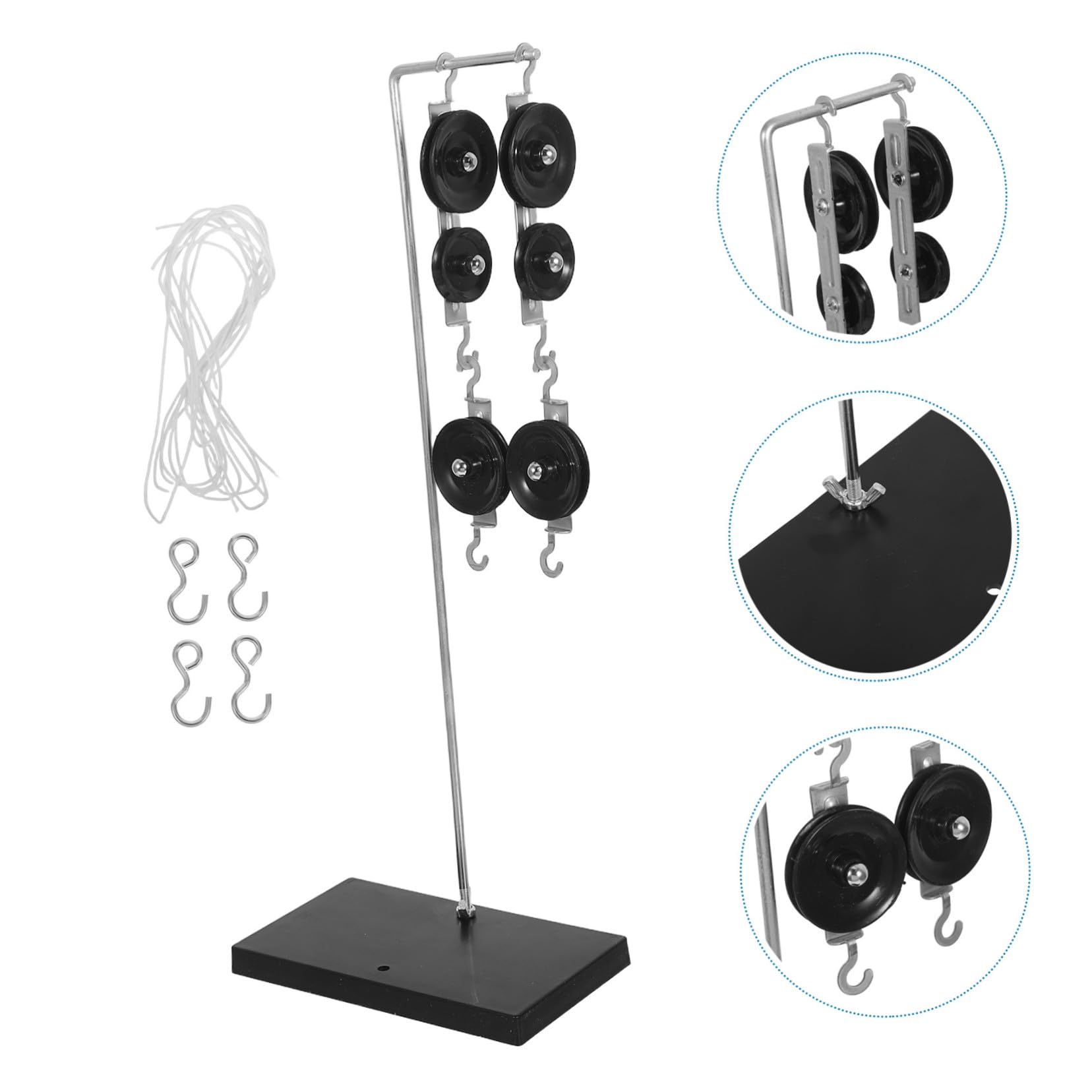 PRETYZOOM 4 Juegos Kit de Experimentos con Poleas para Física Sistema de Poleas Doble y Simple con Base Galvanizada Equipo Educativo para Laboratorios Escolares y Análisis de Fuerzas