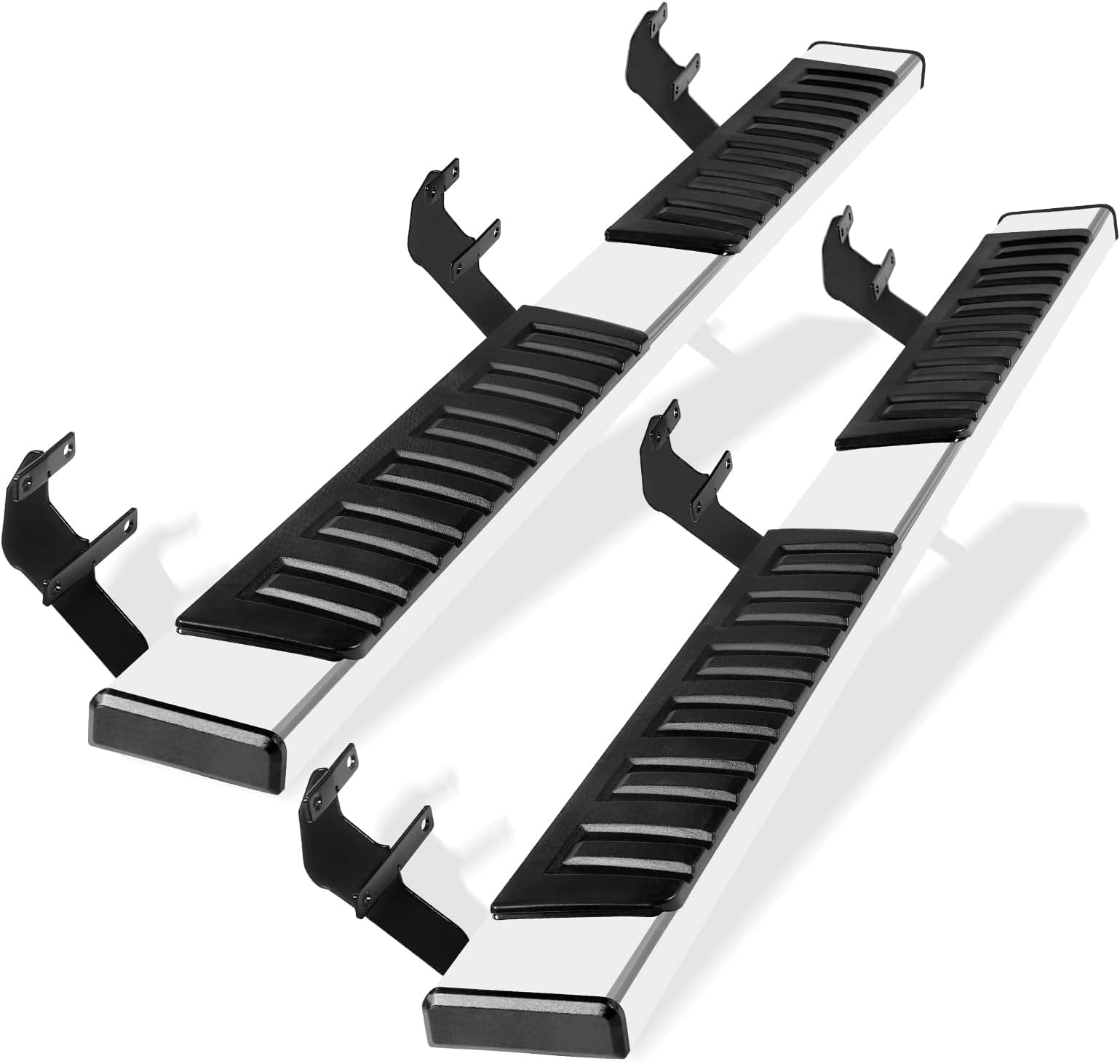 6" Running Boards Compatible with 2015-2026 F-150 Crew Cab and 2017-2026 F-250 F-350 F-450 F-550 Super Crew Cab - Side Step Rails Nerf Bars (Mirror Stainless Steel, 4 Full Size Doors, Chrome)