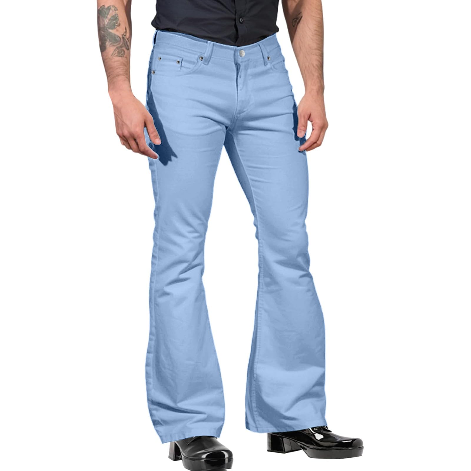 1970S Fancy Dress Men Men'S Vintage Bell Bottom Jeans 60S 70S Outfits For Mens, Mens Disco Pants Flared Trousers Jeans Flair Flared Trousers, 1960'S Groovy Fancy Dress, 1960S Dresses Up Costumes