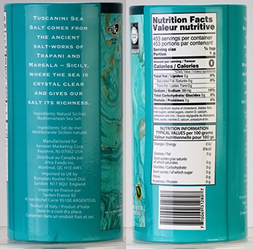 Tuscanini, Coarse Mediterranean Sea Salt, 16Oz Tube, From Sicily Italy #TOP1