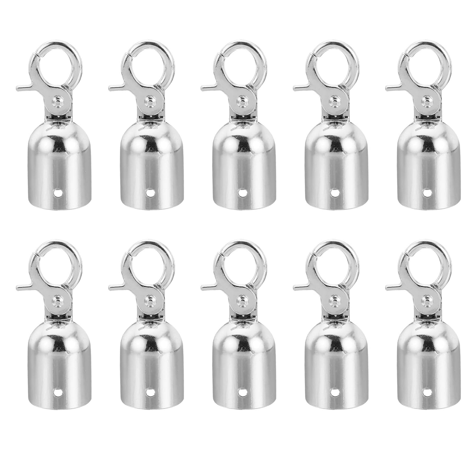 SEIWEI 10 Pcs Rope End Stop Fencing Rope Snap Post Queue Rope Ends Cord End Cap with Hook Stanchion Rope Hooks Zinc Alloy, Easy to Use (Silver)