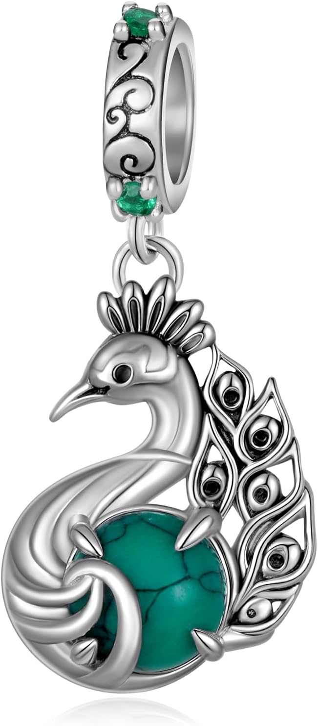 Peacock Gifts 925 Sterling Silver Turquoise Jewelry Peacock Stuffed Animal Animal Charms for Women Peacock Lover