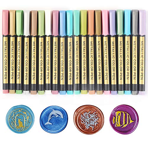 Juego de rotuladores metálicos de 20 colores para decorar el sello de cera, juego de bolígrafos de para sello de cera de boda, ajuste a todas las cuentas de sello