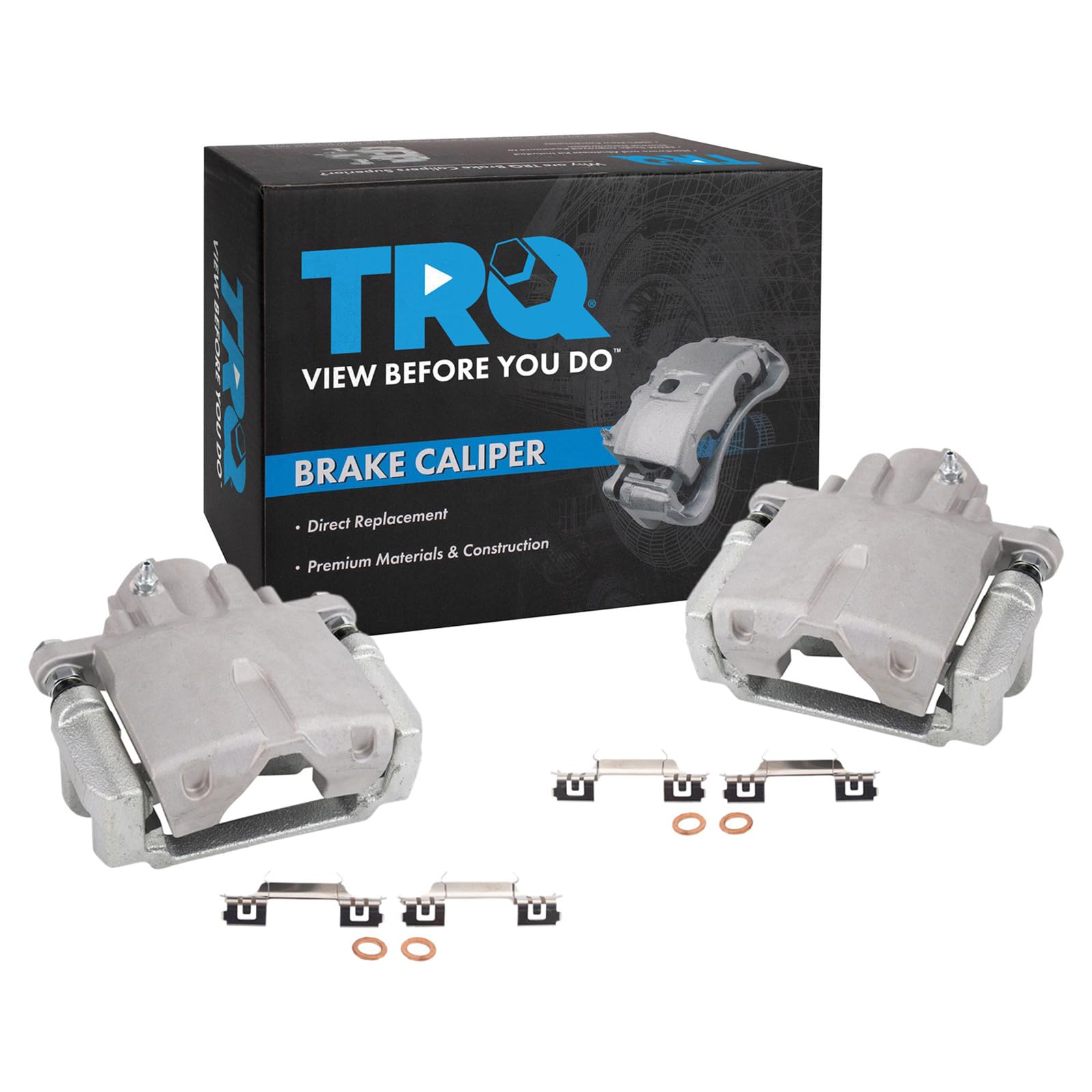 TRQ Rear Driver and Passenger Side Brake Caliper Set Caliper Brackets