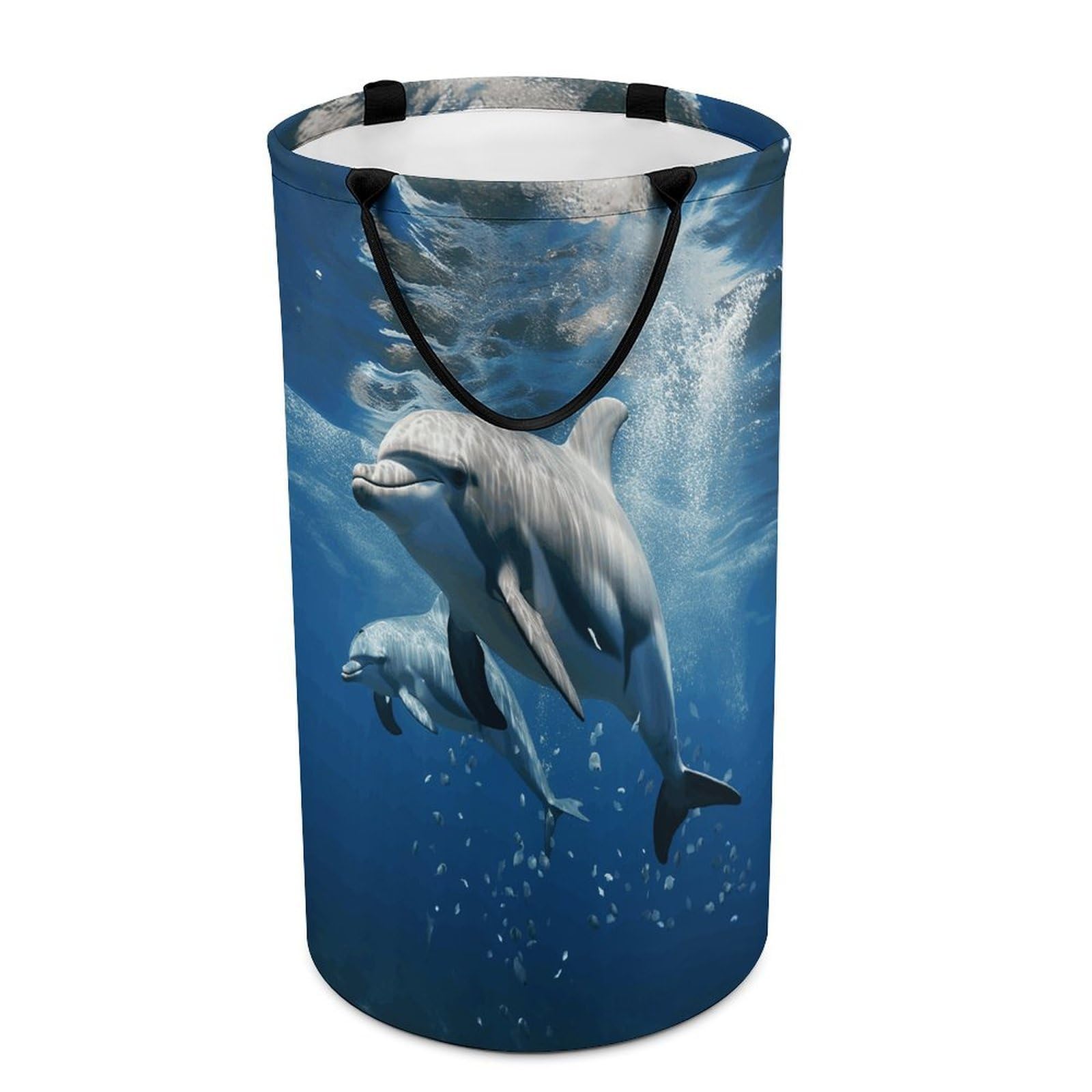 Cute Dolphins Laundry Hamper Large Laundry Basket Freestanding Dirty Clothes Basket Laundry Bag Collapsible Washing Bin Portable Clothes Hamper with Handles for Daily Use